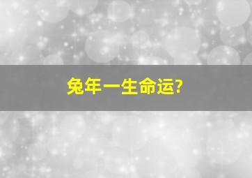 兔年一生命运?