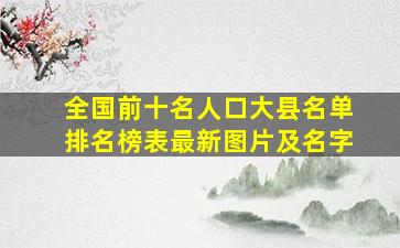 全国前十名人口大县名单排名榜表最新图片及名字