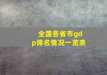 全国各省市gdp排名情况一览表