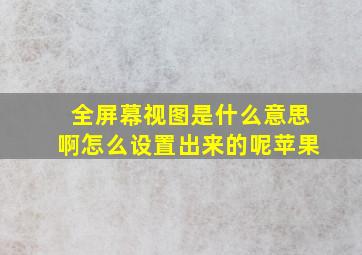 全屏幕视图是什么意思啊怎么设置出来的呢苹果