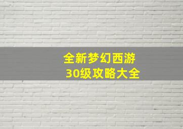 全新梦幻西游30级攻略大全