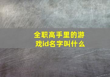 全职高手里的游戏id名字叫什么