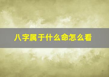 八字属于什么命怎么看