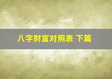 八字财富对照表 下篇