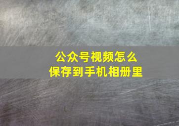 公众号视频怎么保存到手机相册里