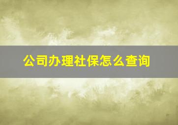 公司办理社保怎么查询