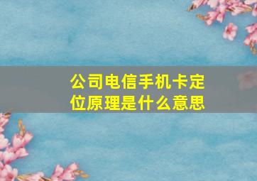 公司电信手机卡定位原理是什么意思