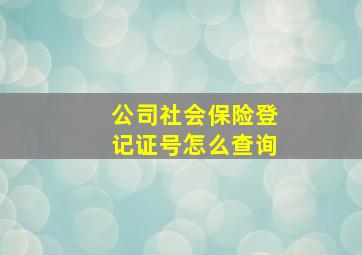 公司社会保险登记证号怎么查询