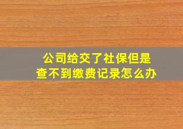 公司给交了社保但是查不到缴费记录怎么办