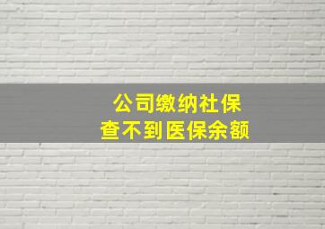 公司缴纳社保查不到医保余额