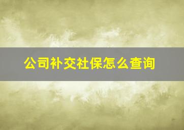 公司补交社保怎么查询