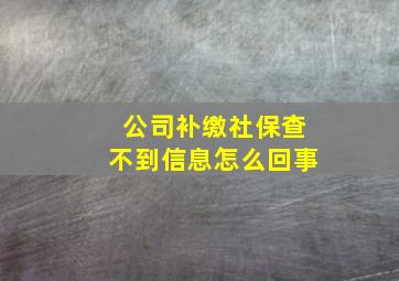 公司补缴社保查不到信息怎么回事