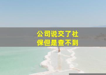 公司说交了社保但是查不到