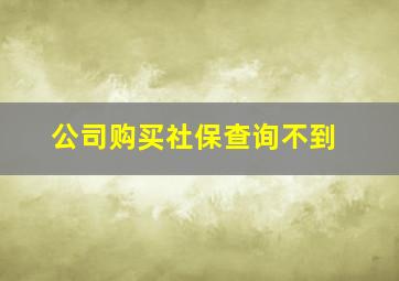 公司购买社保查询不到