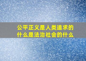 公平正义是人类追求的什么是法治社会的什么