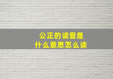 公正的读音是什么意思怎么读