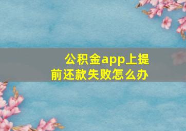 公积金app上提前还款失败怎么办