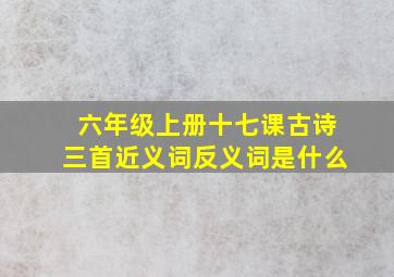 六年级上册十七课古诗三首近义词反义词是什么