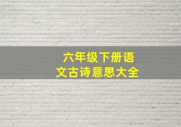 六年级下册语文古诗意思大全