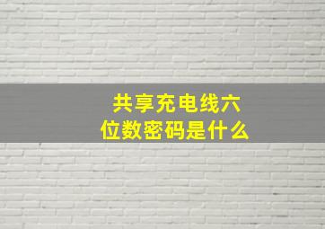 共享充电线六位数密码是什么