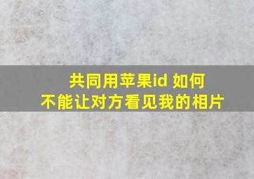 共同用苹果id 如何不能让对方看见我的相片