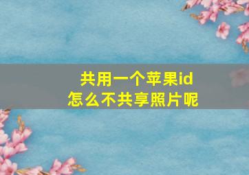 共用一个苹果id怎么不共享照片呢