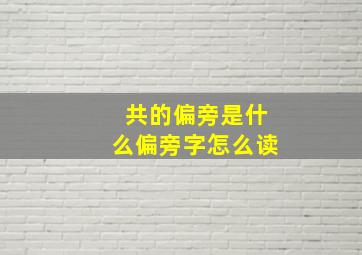 共的偏旁是什么偏旁字怎么读