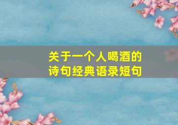 关于一个人喝酒的诗句经典语录短句