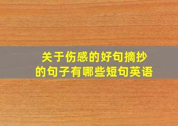 关于伤感的好句摘抄的句子有哪些短句英语