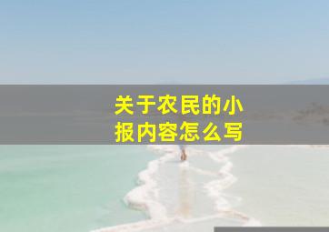 关于农民的小报内容怎么写