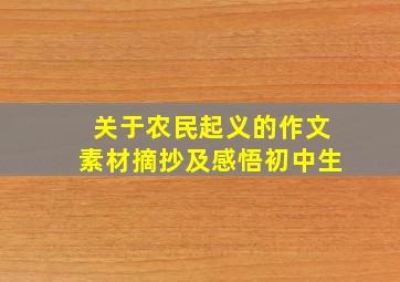 关于农民起义的作文素材摘抄及感悟初中生