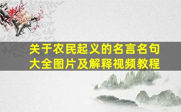 关于农民起义的名言名句大全图片及解释视频教程