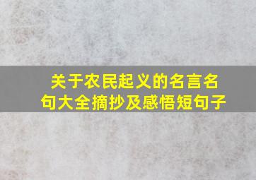 关于农民起义的名言名句大全摘抄及感悟短句子