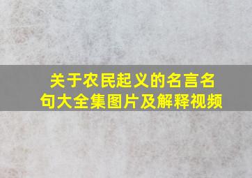 关于农民起义的名言名句大全集图片及解释视频