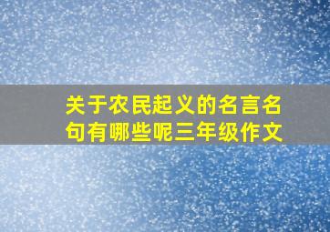 关于农民起义的名言名句有哪些呢三年级作文