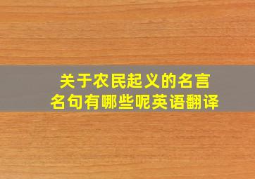 关于农民起义的名言名句有哪些呢英语翻译