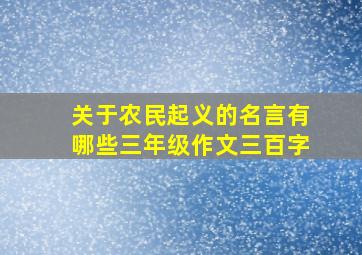 关于农民起义的名言有哪些三年级作文三百字