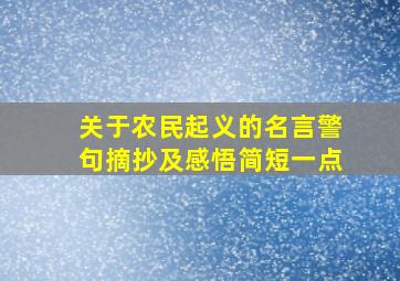 关于农民起义的名言警句摘抄及感悟简短一点