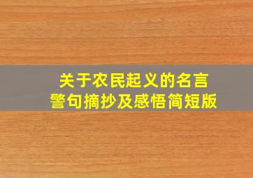 关于农民起义的名言警句摘抄及感悟简短版