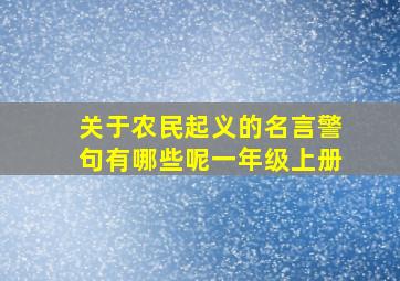 关于农民起义的名言警句有哪些呢一年级上册