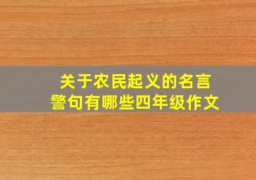 关于农民起义的名言警句有哪些四年级作文