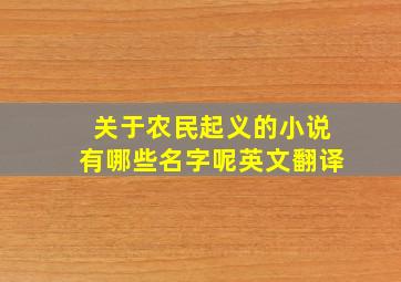 关于农民起义的小说有哪些名字呢英文翻译