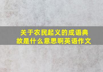 关于农民起义的成语典故是什么意思啊英语作文