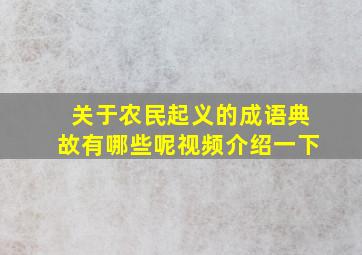 关于农民起义的成语典故有哪些呢视频介绍一下