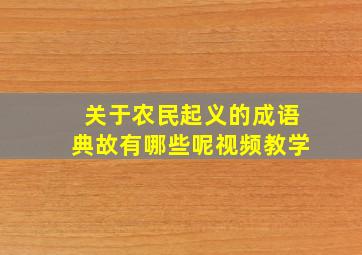 关于农民起义的成语典故有哪些呢视频教学