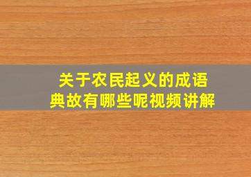 关于农民起义的成语典故有哪些呢视频讲解