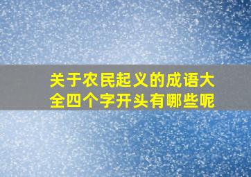 关于农民起义的成语大全四个字开头有哪些呢