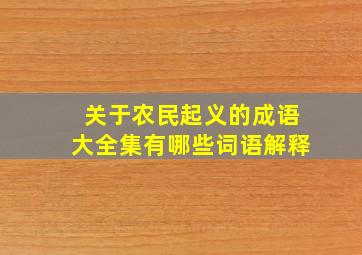 关于农民起义的成语大全集有哪些词语解释