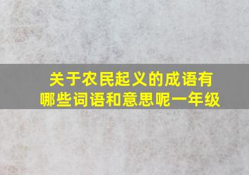 关于农民起义的成语有哪些词语和意思呢一年级