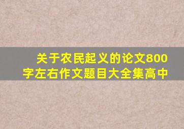 关于农民起义的论文800字左右作文题目大全集高中